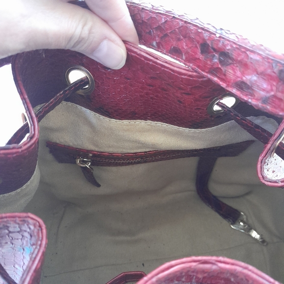 NEW Grand pelle collection red real python handbag - Picture 6 of 8